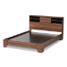 Baxton Studio Vanda Modern and Contemporary Two-Tone Walnut and Black Wood Queen Size Platform Bed - BSOVDQB001291-Walnut/Black-Queen