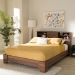 Baxton Studio Vanda Modern and Contemporary Two-Tone Walnut and Black Wood Queen Size Platform Bed - BSOVDQB001291-Walnut/Black-Queen