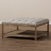 Baxton Studio Carlotta French Country Weathered Oak Beige Linen Square Coffee Table Ottoman - BSOTSF-9329-Beige-Otto