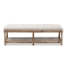 Baxton Studio Celeste French Country Weathered Oak Beige Linen Upholstered Ottoman Bench - BSOTSF-9336-Beige-Bench