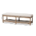 Baxton Studio Celeste French Country Weathered Oak Beige Linen Upholstered Ottoman Bench - BSOTSF-9336-Beige-Bench