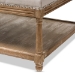 Baxton Studio Carlotta French Country Weathered Oak Beige Linen Rectangular Coffee Table Ottoman - BSOTSF-9325-Beige-Otto