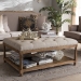 Baxton Studio Carlotta French Country Weathered Oak Beige Linen Rectangular Coffee Table Ottoman - BSOTSF-9325-Beige-Otto