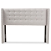 Baxton Studio Ginaro Modern And Contemporary Greyish Beige Fabric Button-Tufted Nail head Queen Size Winged Headboard - BSOBBT6627-Greyish Beige-Queen HB