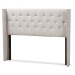 Baxton Studio Ally Modern And Contemporary Greyish Beige Fabric Button-Tufted Nail head King Size Winged Headboard