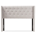 Baxton Studio Ally Modern And Contemporary Greyish Beige Fabric Button-Tufted Nail head King Size Winged Headboard - BSOBBT6628-Greyish Beige-King HB
