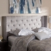 Baxton Studio Ally Modern And Contemporary Greyish Beige Fabric Button-Tufted Nail head King Size Winged Headboard - BSOBBT6628-Greyish Beige-King HB