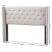 Baxton Studio Ally Modern And Contemporary Greyish Beige Fabric Button-Tufted Nail head King Size Winged Headboard - BSOBBT6628-Greyish Beige-King HB