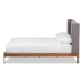 Baxton Studio Brooklyn Mid-Century Modern Walnut Wood Grey Fabric King Size Platform Bed - BSOBBT6653-Grey-King-XD45