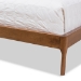 Baxton Studio Brooklyn Mid-Century Modern Walnut Wood Grey Fabric King Size Platform Bed - BSOBBT6653-Grey-King-XD45