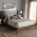 Baxton Studio Brooklyn Mid-Century Modern Walnut Wood Grey Fabric King Size Platform Bed - BSOBBT6653-Grey-King-XD45