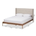 Baxton Studio Brooklyn Mid-Century Modern Walnut Wood Beige Fabric Full Size Platform Bed - BSOBBT6653-Light Beige-Full-6086-1