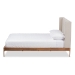 Baxton Studio Brooklyn Mid-Century Modern Walnut Wood Beige Fabric Full Size Platform Bed - BSOBBT6653-Light Beige-Full-6086-1