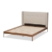 Baxton Studio Brooklyn Mid-Century Modern Walnut Wood Beige Fabric Full Size Platform Bed - BSOBBT6653-Light Beige-Full-6086-1