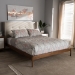Baxton Studio Brooklyn Mid-Century Modern Walnut Wood Beige Fabric Full Size Platform Bed - BSOBBT6653-Light Beige-Full-6086-1