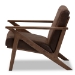 Baxton Studio Bianca Mid-Century Modern Walnut Wood Dark Brown Distressed Faux Leather Lounge Chair - BSOBianca-Dark Brown/Walnut Brown-CC