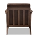 Baxton Studio Bianca Mid-Century Modern Walnut Wood Dark Brown Distressed Faux Leather Lounge Chair - BSOBianca-Dark Brown/Walnut Brown-CC