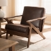 Baxton Studio Bianca Mid-Century Modern Walnut Wood Dark Brown Distressed Faux Leather Lounge Chair - BSOBianca-Dark Brown/Walnut Brown-CC