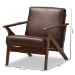 Baxton Studio Bianca Mid-Century Modern Walnut Wood Dark Brown Distressed Faux Leather Lounge Chair - BSOBianca-Dark Brown/Walnut Brown-CC