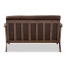 Baxton Studio Bianca Mid-Century Modern Walnut Wood Dark Brown Distressed Faux Leather 2-Seater Loveseat - BSOBianca-Dark Brown/Walnut Brown-LS