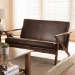 Baxton Studio Bianca Mid-Century Modern Walnut Wood Dark Brown Distressed Faux Leather 2-Seater Loveseat - BSOBianca-Dark Brown/Walnut Brown-LS