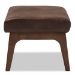 Baxton Studio Bianca Mid-Century Modern Walnut Wood Dark Brown Distressed Faux Leather Ottoman - BSOBianca-Dark Brown/Walnut Brown-Otto