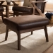 Baxton Studio Bianca Mid-Century Modern Walnut Wood Dark Brown Distressed Faux Leather Ottoman - BSOBianca-Dark Brown/Walnut Brown-Otto