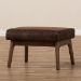 Baxton Studio Bianca Mid-Century Modern Walnut Wood Dark Brown Distressed Faux Leather Ottoman - BSOBianca-Dark Brown/Walnut Brown-Otto