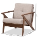 Baxton Studio Bianca Mid-Century Modern Walnut Wood Light Grey Fabric Tufted Lounge Chair - BSOBianca-Light Grey/Walnut Brown-CC