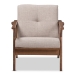 Baxton Studio Bianca Mid-Century Modern Walnut Wood Light Grey Fabric Tufted Lounge Chair - BSOBianca-Light Grey/Walnut Brown-CC