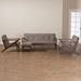 Baxton Studio Bianca Mid-Century Modern Walnut Wood Light Grey Fabric Tufted Livingroom Sofa Set - BSOBianca-Light Grey/Walnut Brown-4PC-Set