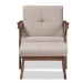 Baxton Studio Bianca Mid-Century Modern Walnut Wood Light Grey Fabric Tufted Lounge Chair And Ottoman Set - BSOBianca-Light Grey/Walnut Brown-2PC-Set