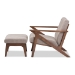 Baxton Studio Bianca Mid-Century Modern Walnut Wood Light Grey Fabric Tufted Lounge Chair And Ottoman Set - BSOBianca-Light Grey/Walnut Brown-2PC-Set