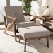 Baxton Studio Bianca Mid-Century Modern Walnut Wood Light Grey Fabric Tufted Lounge Chair And Ottoman Set - BSOBianca-Light Grey/Walnut Brown-2PC-Set