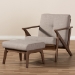 Baxton Studio Bianca Mid-Century Modern Walnut Wood Light Grey Fabric Tufted Lounge Chair And Ottoman Set - BSOBianca-Light Grey/Walnut Brown-2PC-Set