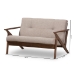 Baxton Studio Bianca Mid-Century Modern Walnut Wood Light Grey Fabric Tufted 2-Seater Loveseat - BSOBianca-Light Grey/Walnut Brown-LS