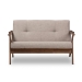 Baxton Studio Bianca Mid-Century Modern Walnut Wood Light Grey Fabric Tufted 2-Seater Loveseat - BSOBianca-Light Grey/Walnut Brown-LS