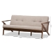 Baxton Studio Bianca Mid-Century Modern Walnut Wood Light Grey Fabric Tufted 3-Seater Sofa - BSOBianca-Light Grey/Walnut Brown-SF
