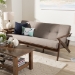 Baxton Studio Bianca Mid-Century Modern Walnut Wood Light Grey Fabric Tufted 3-Seater Sofa - BSOBianca-Light Grey/Walnut Brown-SF