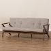 Baxton Studio Bianca Mid-Century Modern Walnut Wood Light Grey Fabric Tufted 3-Seater Sofa - BSOBianca-Light Grey/Walnut Brown-SF