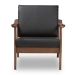 Baxton Studio Venza Mid-Century Modern Walnut Wood Black Faux Leather Lounge Chair - BSOVenza-Black/Walnut Brown-CC