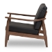 Baxton Studio Venza Mid-Century Modern Walnut Wood Black Faux Leather Lounge Chair - BSOVenza-Black/Walnut Brown-CC