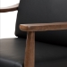 Baxton Studio Venza Mid-Century Modern Walnut Wood Black Faux Leather Lounge Chair - BSOVenza-Black/Walnut Brown-CC