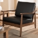 Baxton Studio Venza Mid-Century Modern Walnut Wood Black Faux Leather Lounge Chair - BSOVenza-Black/Walnut Brown-CC