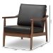Baxton Studio Venza Mid-Century Modern Walnut Wood Black Faux Leather Lounge Chair - BSOVenza-Black/Walnut Brown-CC
