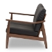 Baxton Studio Venza Mid-Century Modern Walnut Wood Black Faux Leather 2-Seater Loveseat - BSOVenza-Black/Walnut Brown-LS