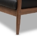 Baxton Studio Venza Mid-Century Modern Walnut Wood Black Faux Leather 2-Seater Loveseat - BSOVenza-Black/Walnut Brown-LS