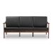 Baxton Studio Venza Mid-Century Modern Walnut Wood Black Faux Leather 3-Seater Sofa - BSOVenza-Black/Walnut Brown-SF