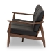 Baxton Studio Venza Mid-Century Modern Walnut Wood Black Faux Leather 3-Seater Sofa - BSOVenza-Black/Walnut Brown-SF