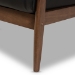 Baxton Studio Venza Mid-Century Modern Walnut Wood Black Faux Leather 3-Seater Sofa - BSOVenza-Black/Walnut Brown-SF